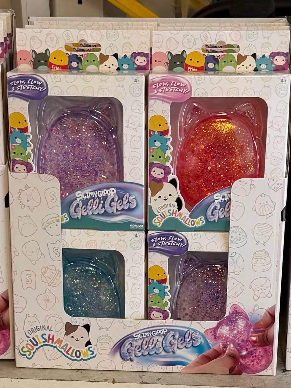 Squishmallows Glitter Gelli Gels Sensory Toy Set - Purple, Pink, blue